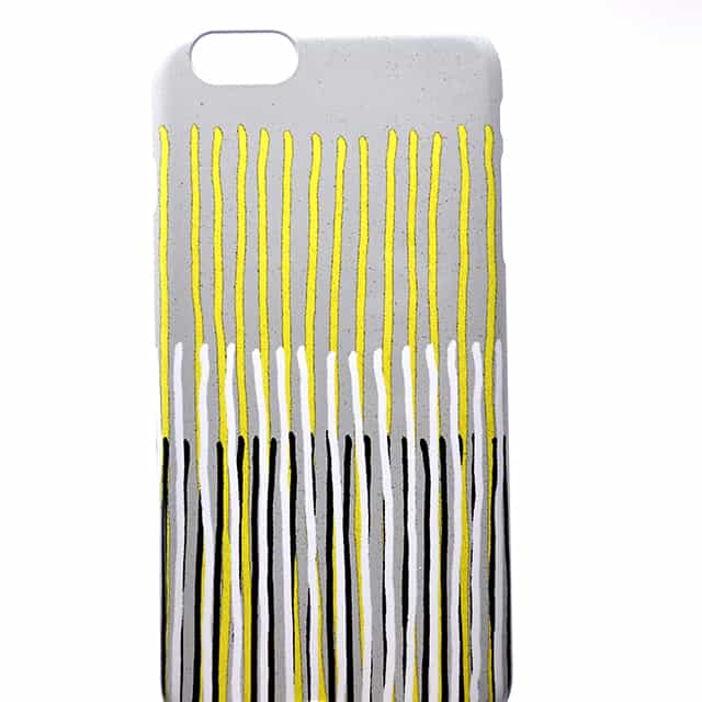 Yellow Rising abstract stripes in yellow grey black white スマホケース2