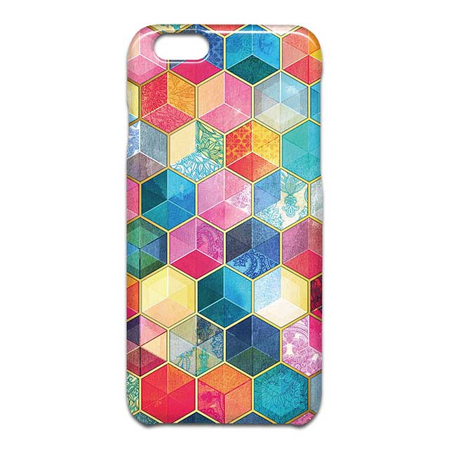 Crystal Bohemian Honeycomb Cubes Colorful スマホケース1