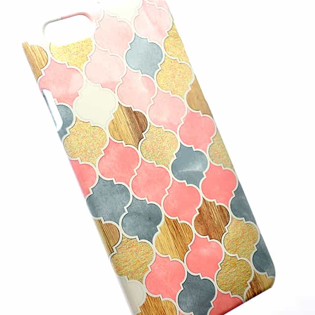 Silver Grey Soft Pink Wood and Gold Moroccan Pattern スマホケース2